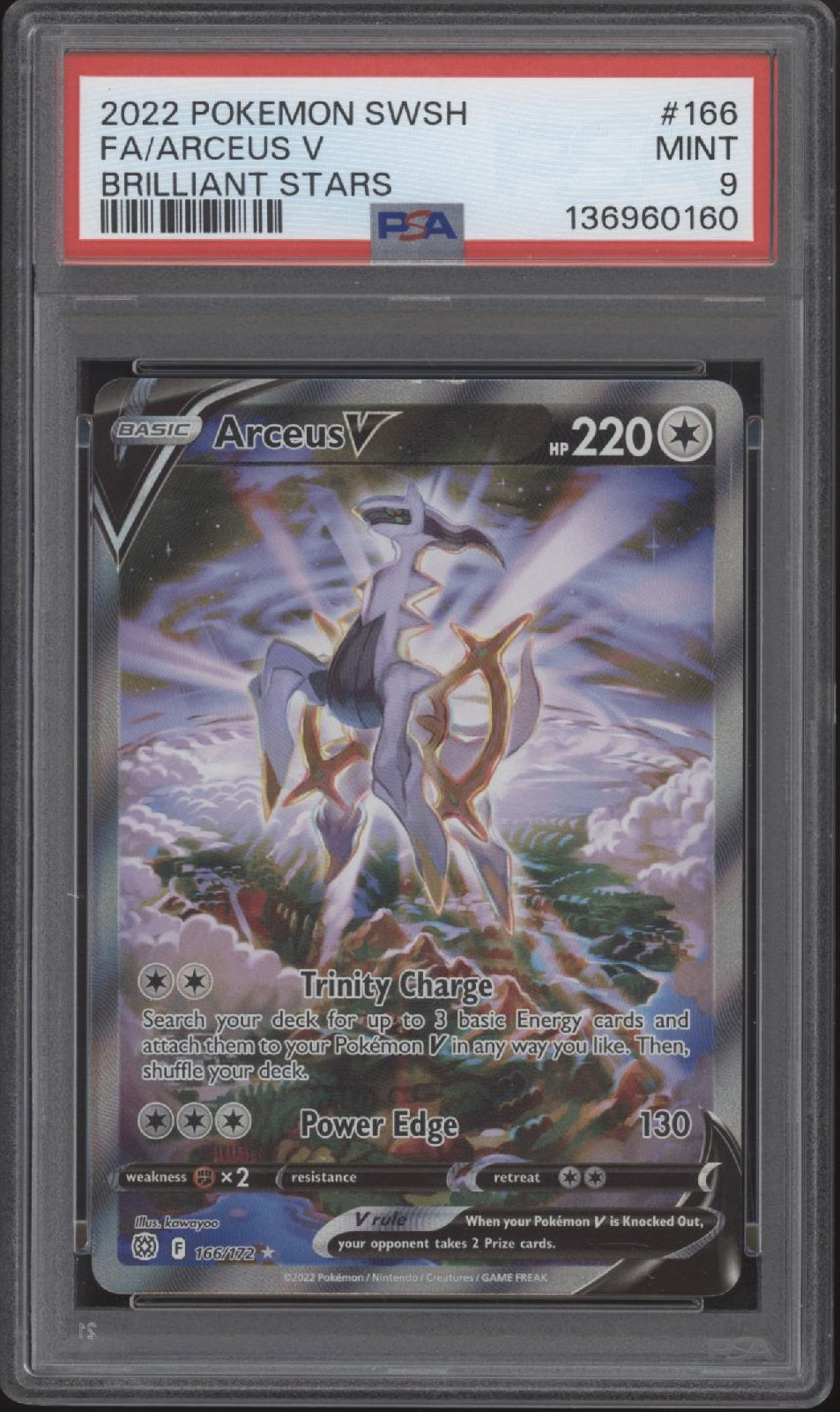 Arceus V Pokemon Brilliant Stars Full Art #166 PSA 9