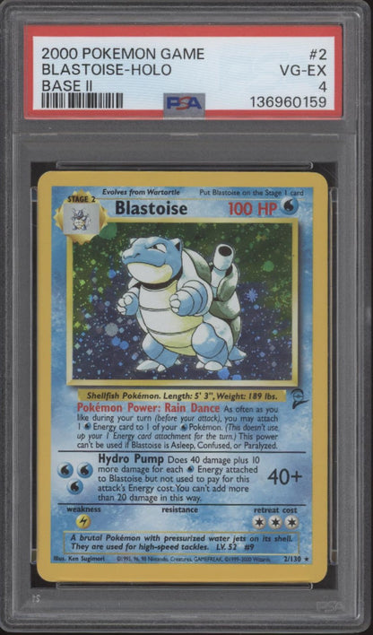 Blastoise Pokemon Base Set 2 Holo #2 PSA 4