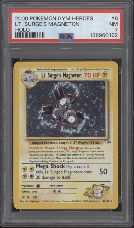 Lt Surge's Magneton Pokemon Gym Heroes Holo #8 PSA 7 #2