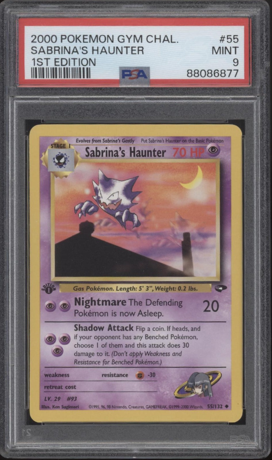 Sabrina's Haunter Pokemon Gym Challenge 1st Edition #55 PSA 9