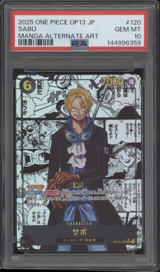 Sabo One Piece Card Game OP13 Manga Alternate Art Japanese #120 PSA 10