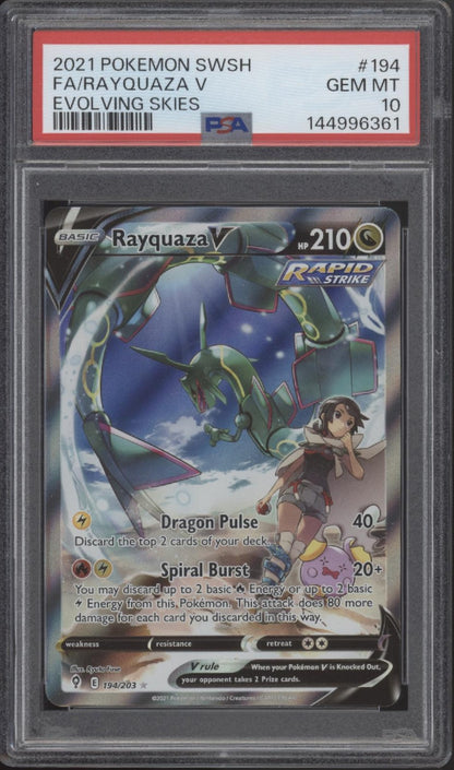 Rayquaza V Pokemon Evolving Skies Full Art #194 PSA 10