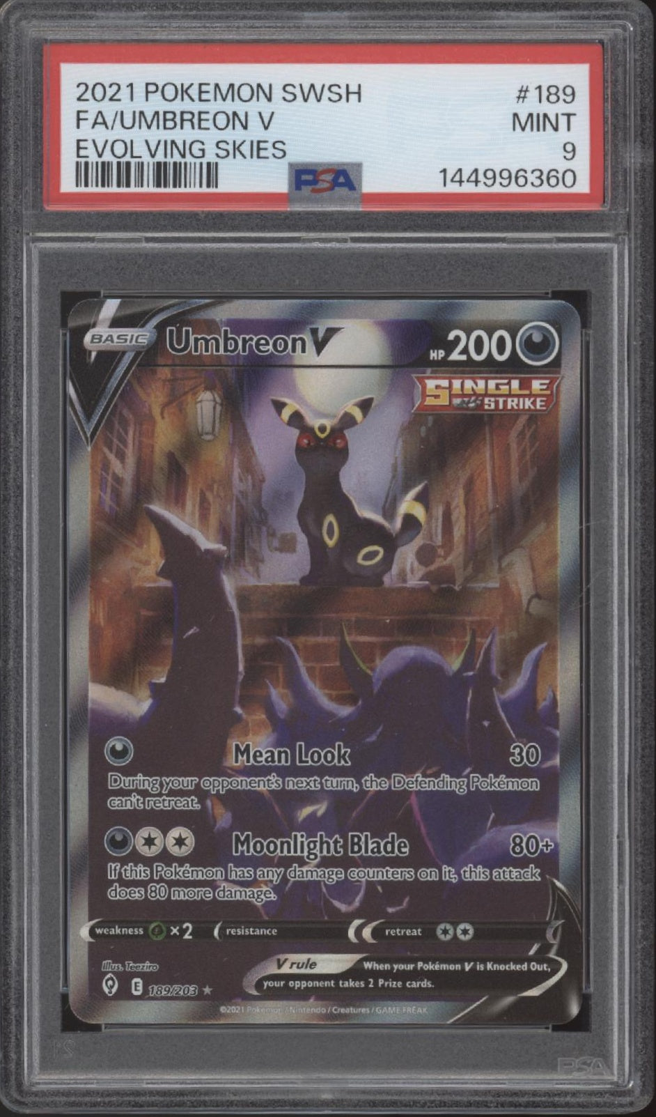 Umbreon V Pokemon Evolving Skies Full Art #189 PSA 9、Collector Store LLC Gaming、kayou