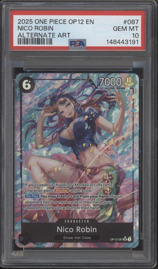 Nico Robin One Piece Card Game OP12 Alternate Art #087 PSA 10