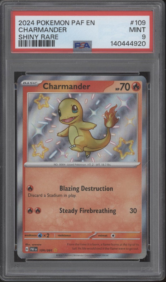 Charmander Pokemon Paldean Fates Shiny Rare #109 PSA 9