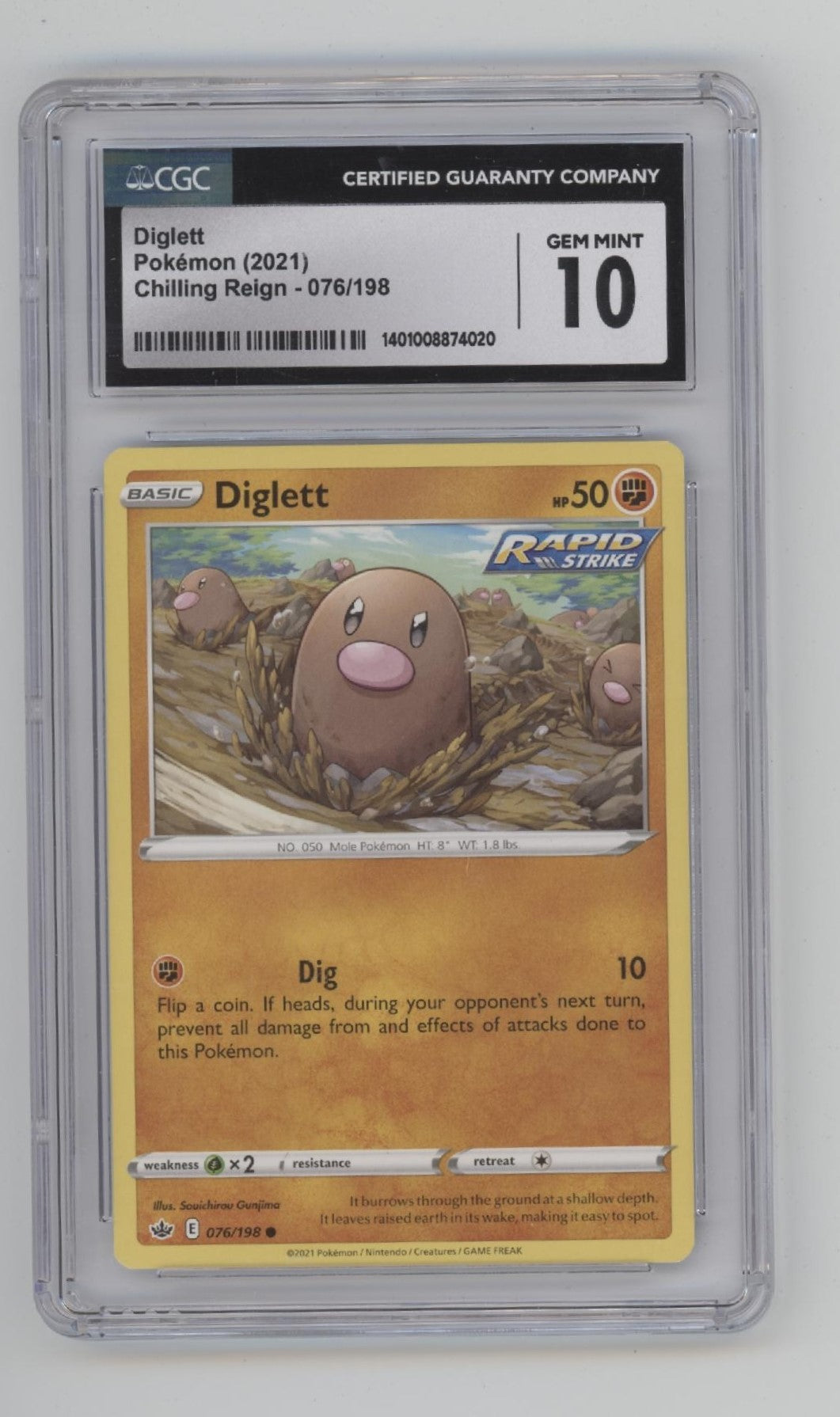 Diglett Pokemon Chilling Reign #076 CGC 10