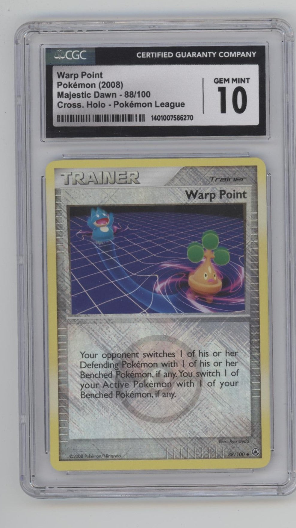 Warp Point Pokemon Majestic Dawn Pokemon League Crosshatch Holo #88 CGC 10