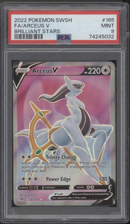 Arceus V Pokemon Brilliant Stars Full Art #165 PSA 9