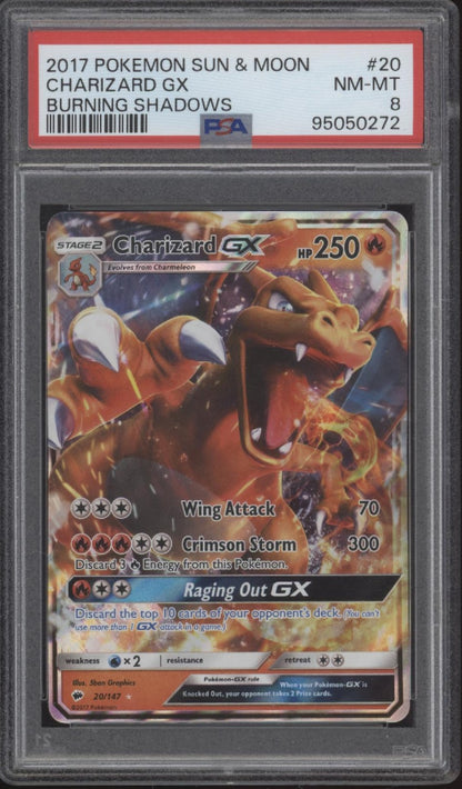 Charizard GX Pokemon Burning Shadows #20 PSA 8