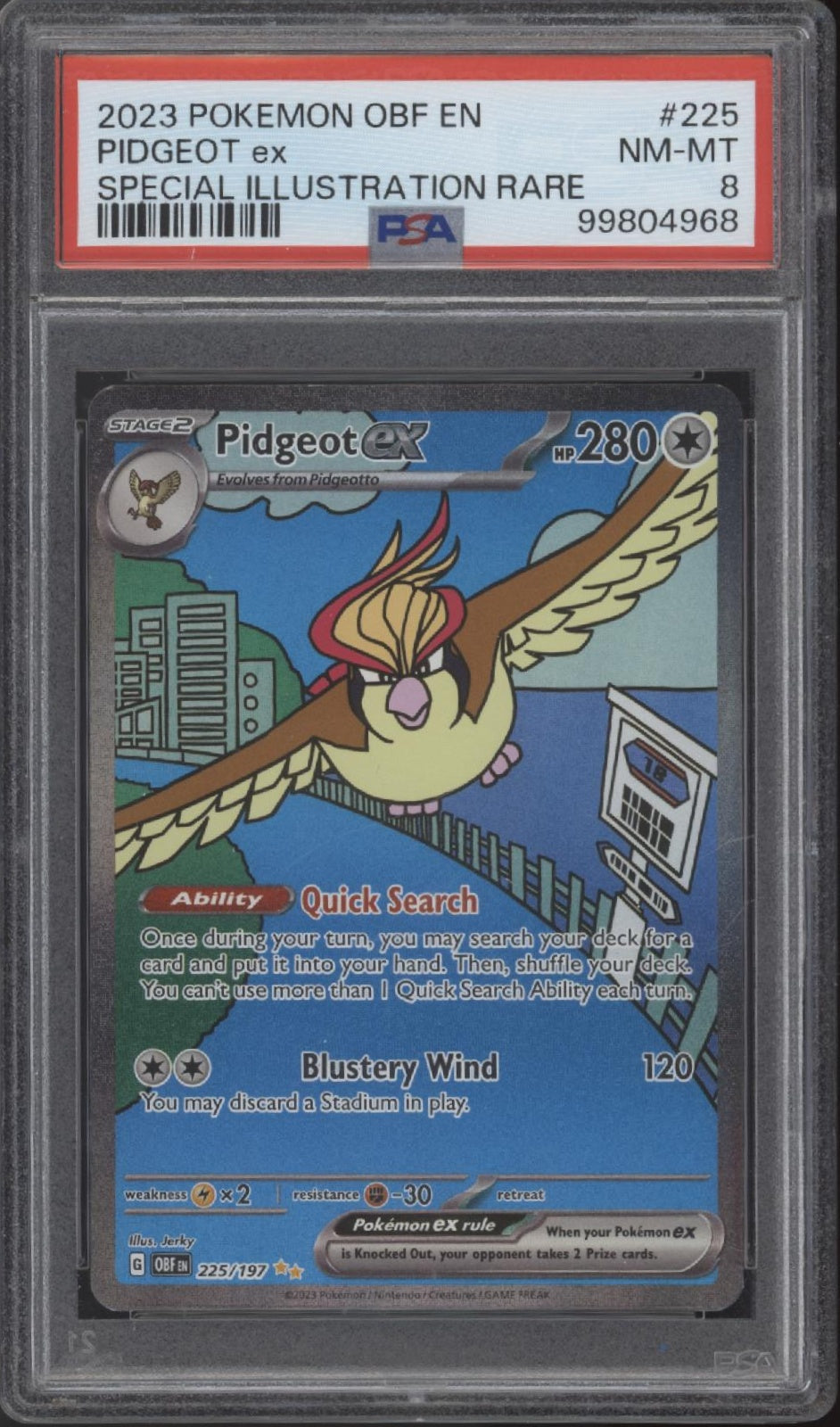 Pidgeot ex Pokemon Obsidian Flames Special Illustration Rare #225 PSA 8