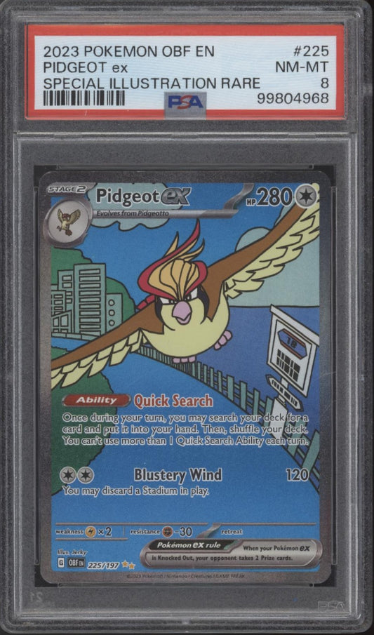 Pidgeot ex Pokemon Obsidian Flames Special Illustration Rare #225 PSA 8