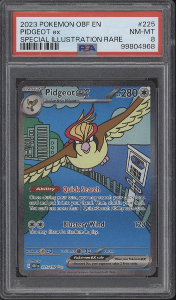 shiny pidgeot pokemon card Pidgeot ex Pokemon Obsidian Flames Special Illustration Rare #225 PSA 8