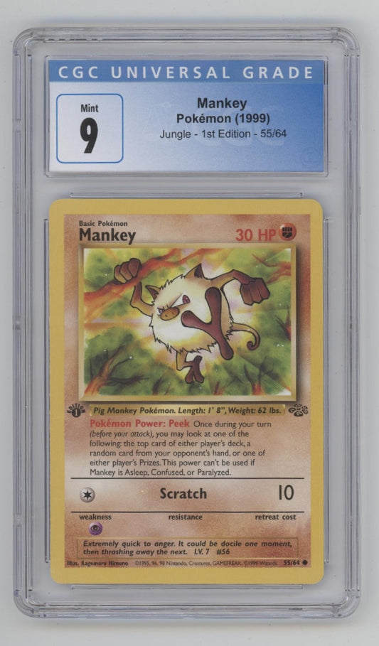 Mankey Pokemon Jungle 1st Edition #55 CGC 9
