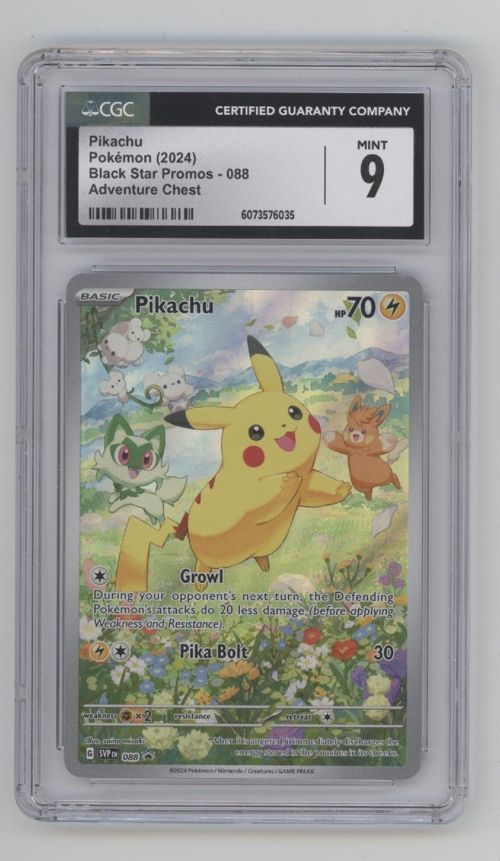 Pikachu Pokemon Adventure Chest Black Star Promo #088 CGC 9