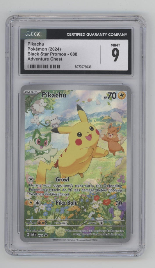 Pikachu Pokemon Adventure Chest Black Star Promo #088 CGC 9