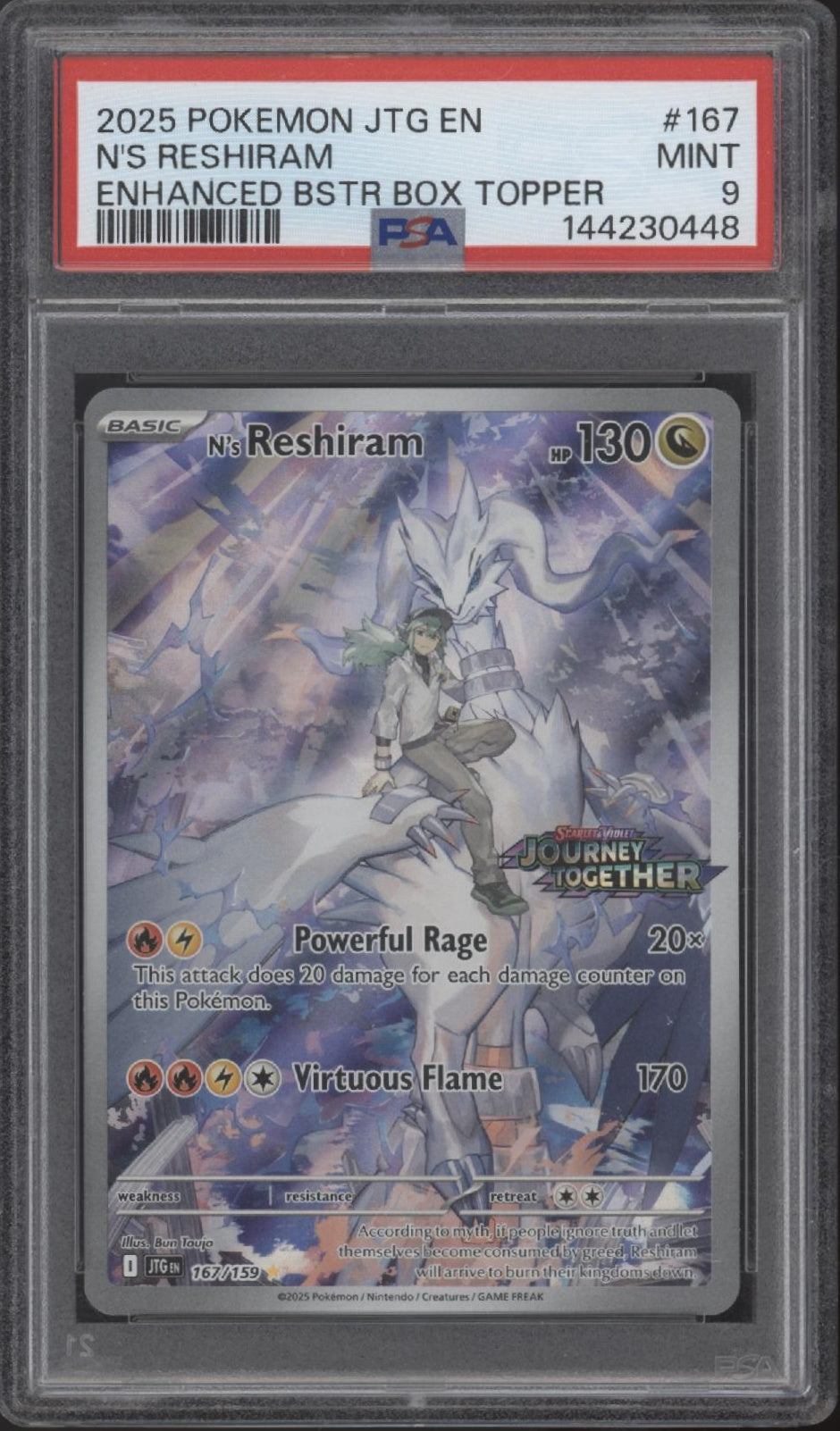 N's Reshiram Pokemon Journey Together Topper #167 PSA 9