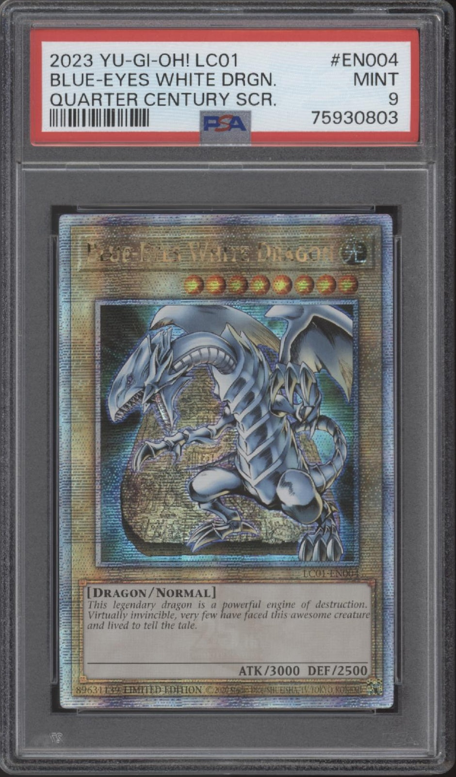 Blue-Eyes White Dragon Yu-Gi-Oh! LC01 Quarter Century #EN004 PSA 9