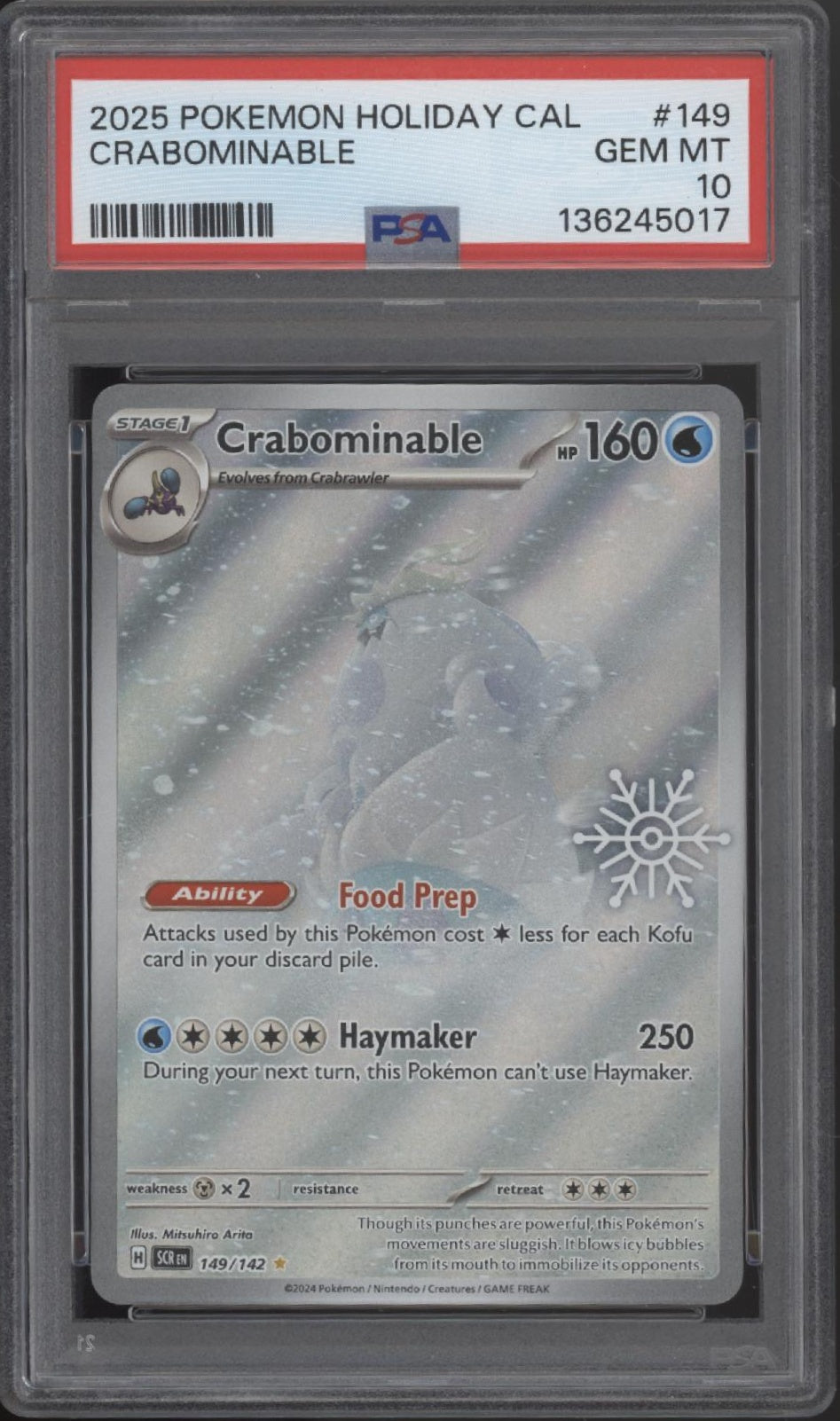 Crabominable Pokemon Holiday Calendar #149 PSA 10