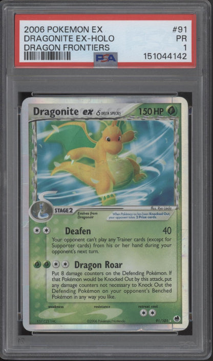 Dragonite ex Pokemon Dragon Frontiers Holo #91 PSA 1