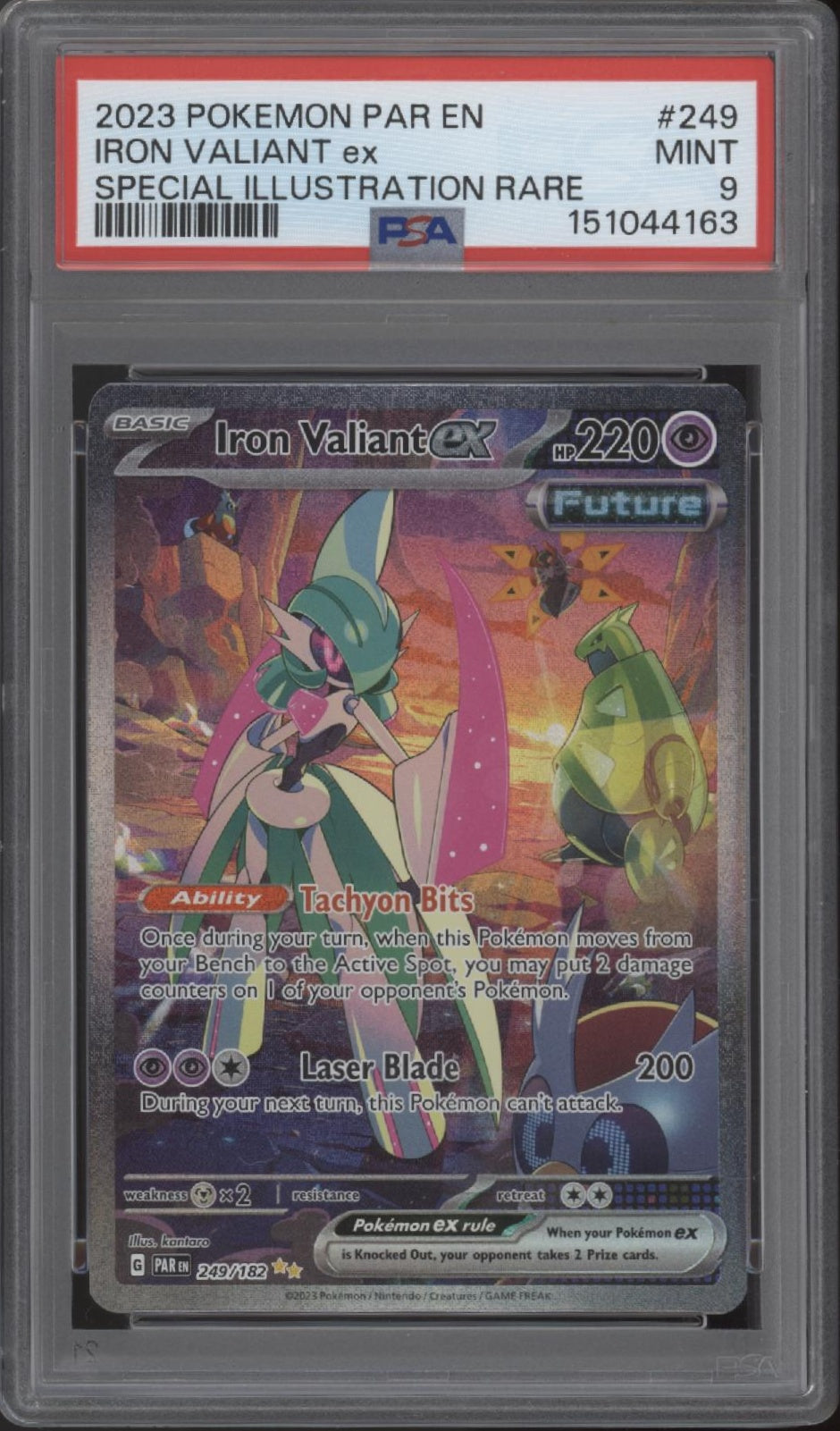 Iron Valiant ex Pokemon Paradox Rift Special Illustration Rare #249 PSA 9