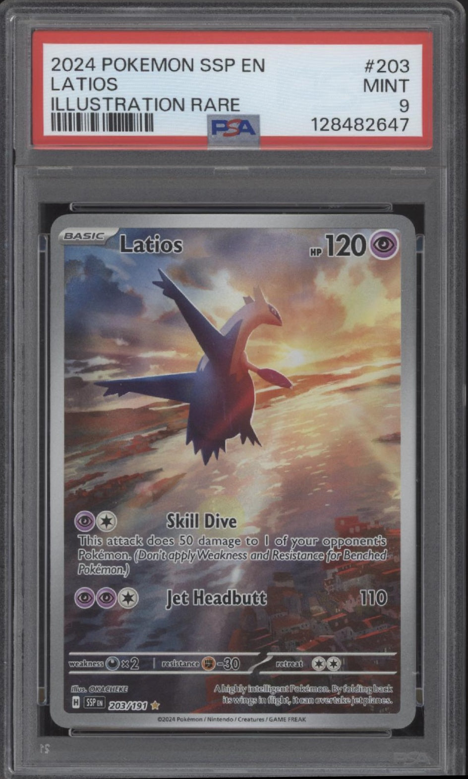 Latios Pokemon Surging Sparks Illustration Rare #203 PSA 9