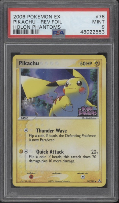 Pikachu Pokemon Holon Phantoms Reverse Holo #78 PSA 9