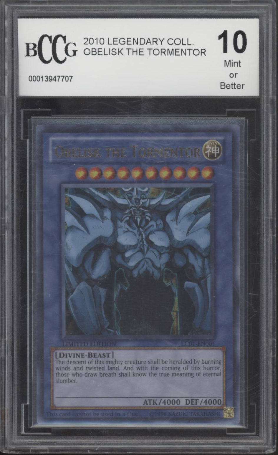 Obelisk the Tormentor Yu-Gi-Oh! Legendary Collection Limited Edition Beckett 10