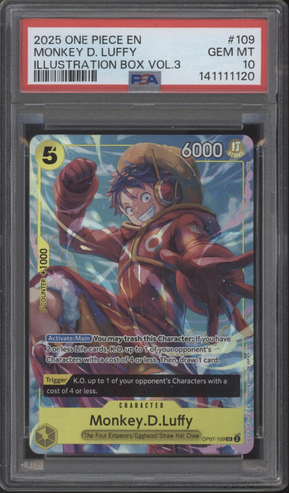 Monkey D Luffy One Piece Card Game Illustration Box Vol. 3 #109 PSA 10