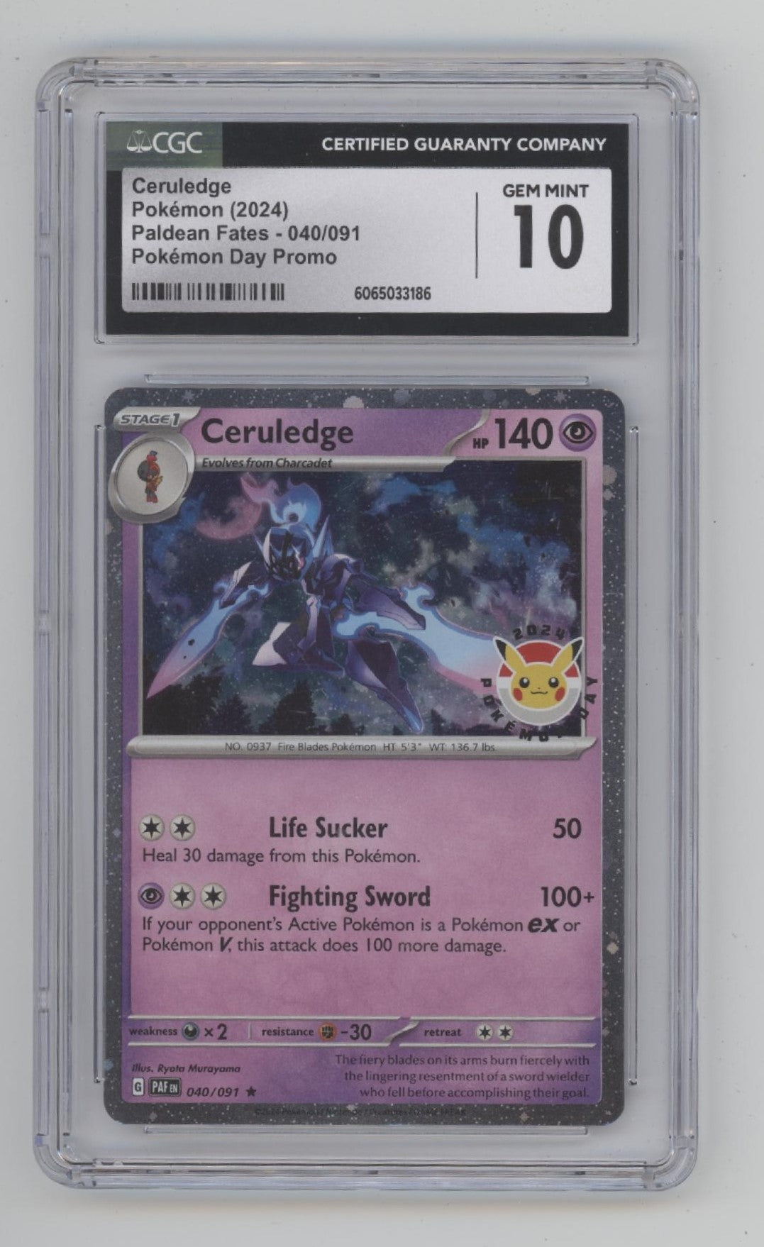 Ceruledge Pokemon Paldean Fates Pokemon Day Promo #040 CGC 10 #2