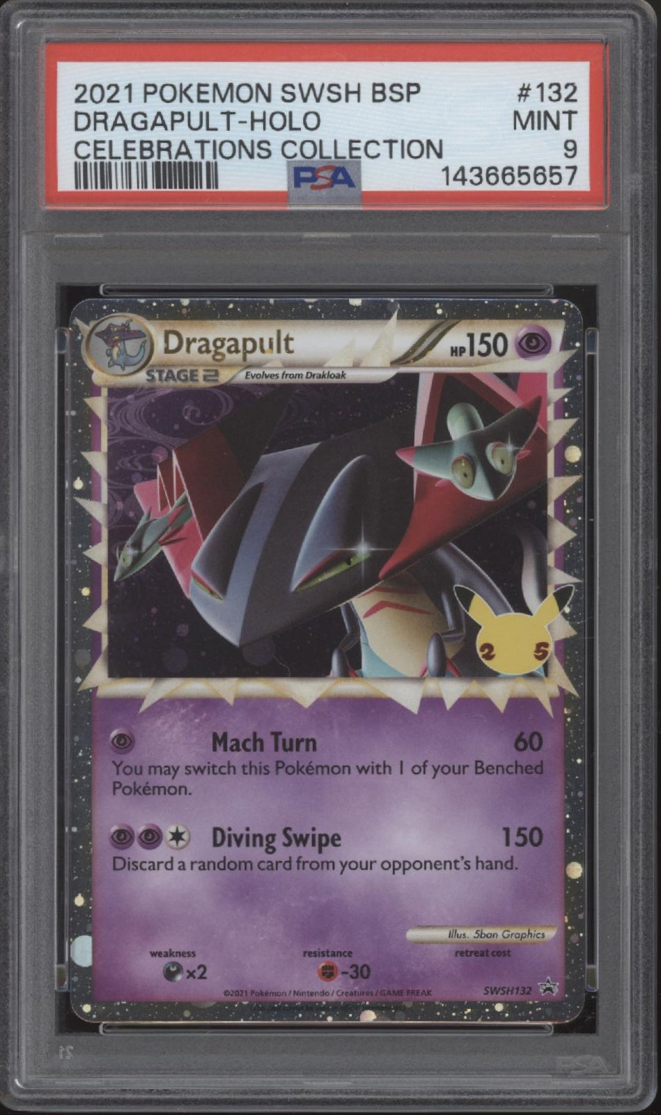 Dragapult Pokemon Celebrations Collection Holo #132 PSA 9