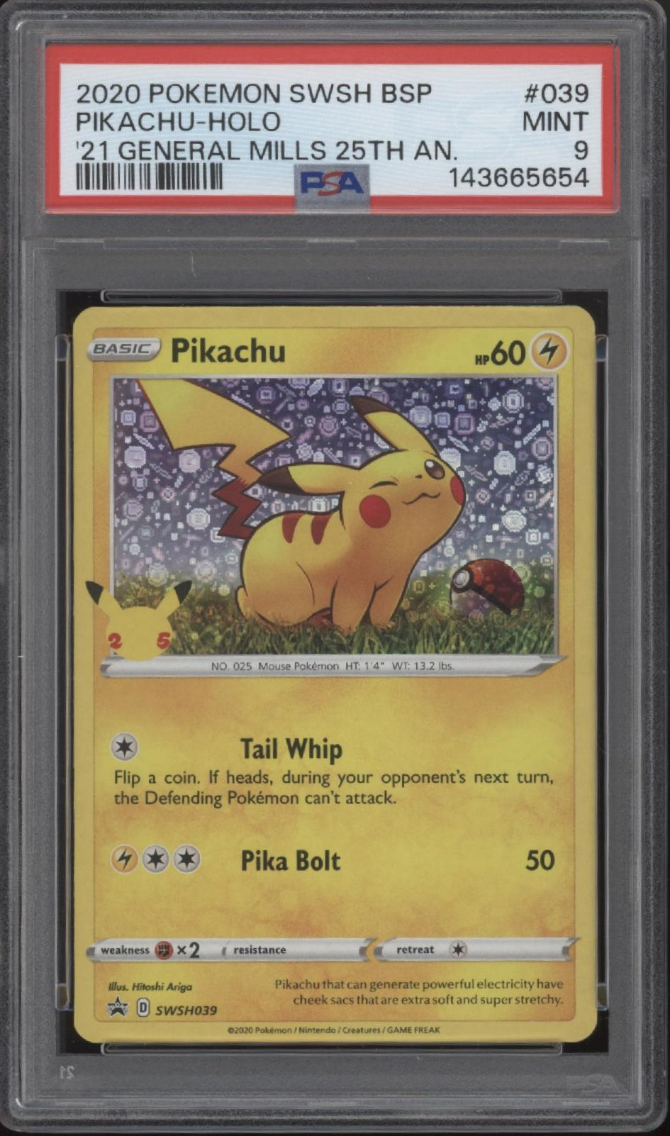 Pikachu Pokemon 2021 General Mills 25th Anniversary Holo #039 PSA 9