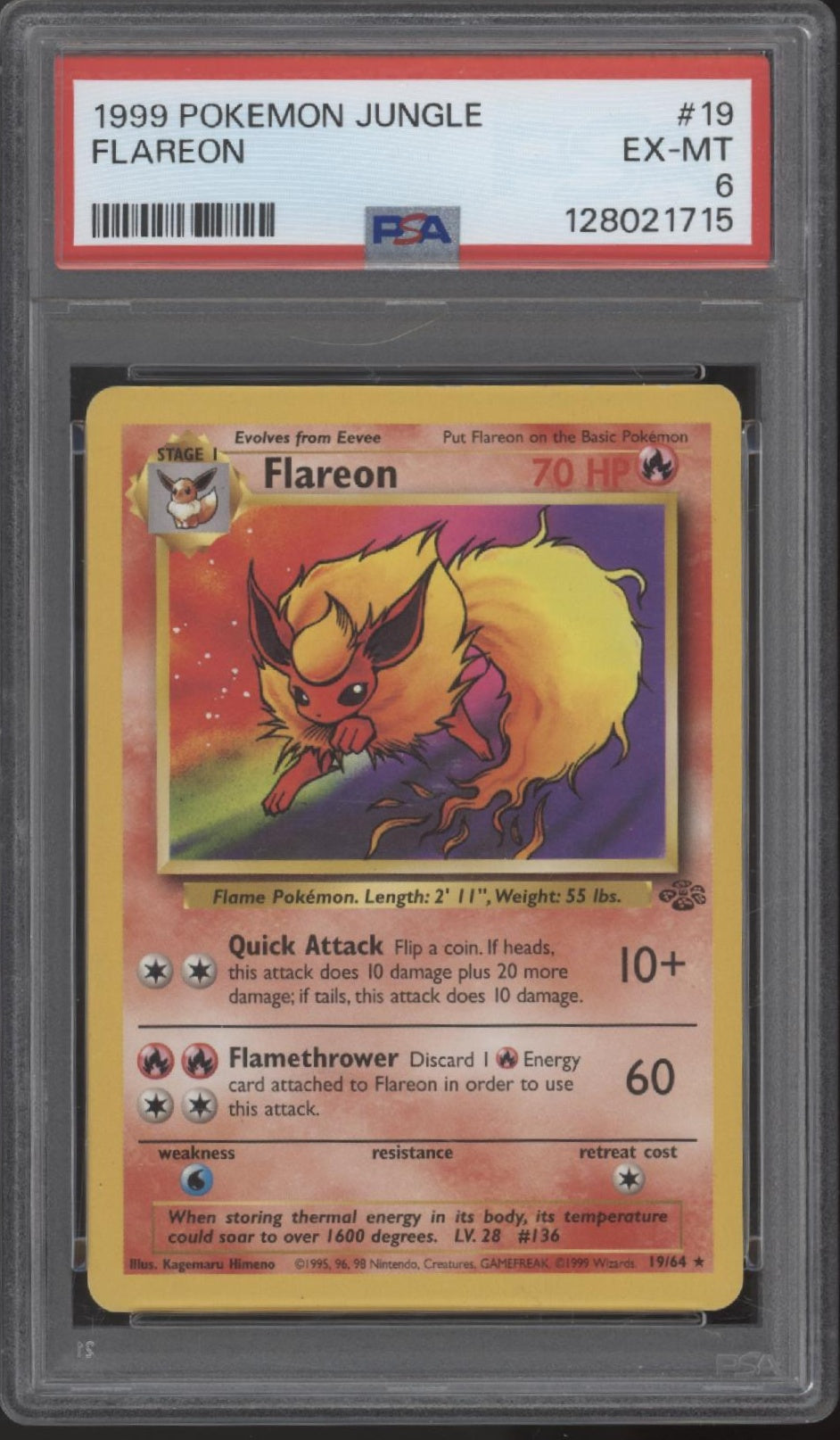 Flareon Pokemon Jungle #19 PSA 6