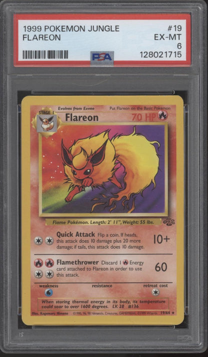 Flareon Pokemon Jungle #19 PSA 6