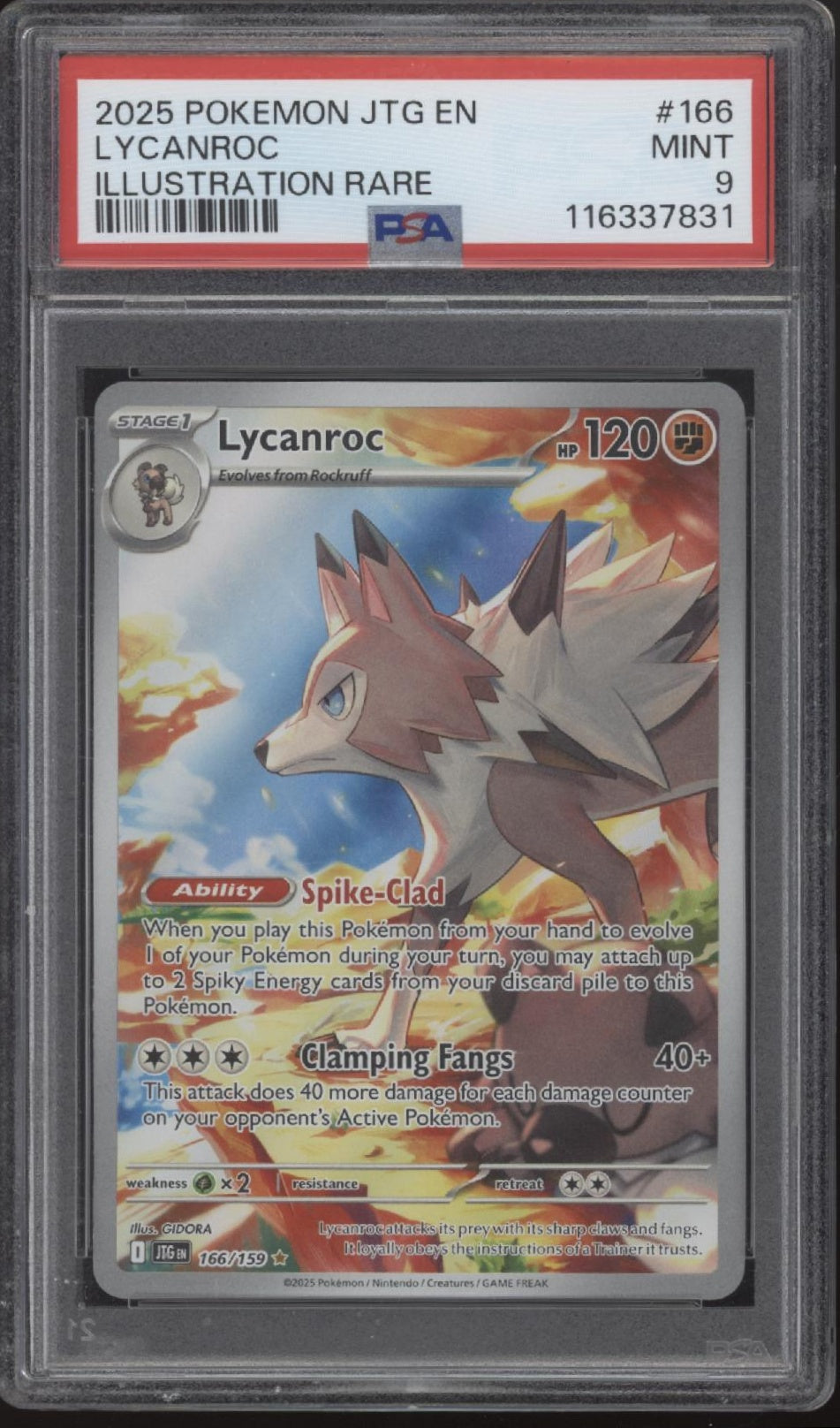 Lycanroc Pokemon Journey Together Illustration Rare #166 PSA 9