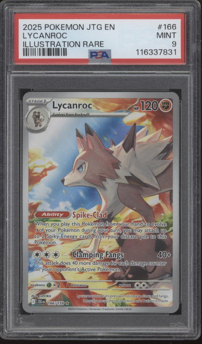 Lycanroc Pokemon Journey Together Illustration Rare #166 PSA 9