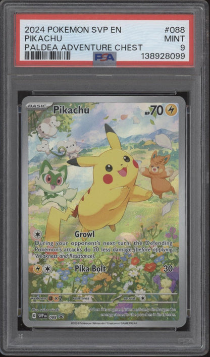 Pikachu Pokemon Paldea Adventure Chest #088 PSA 9