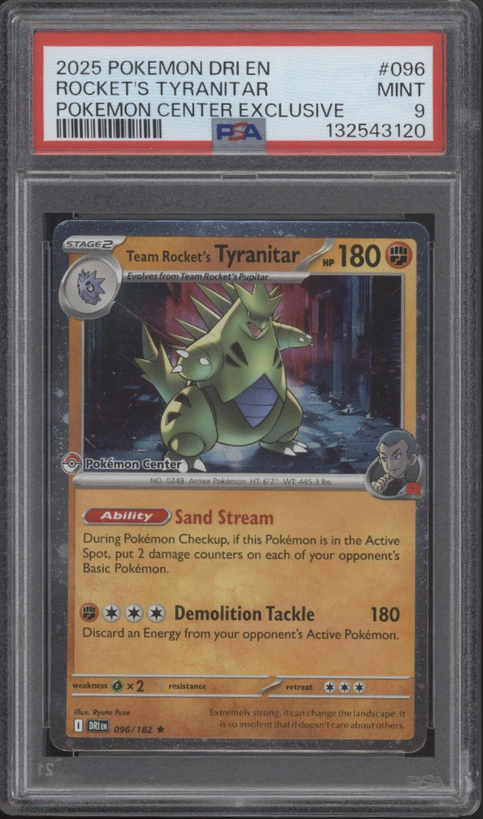 Team Rocket's Tyranitar Pokemon Destined Rivals Pokemon Center Exclusive PSA 9