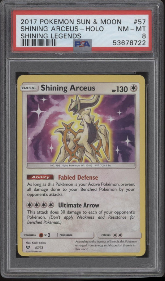 Shining Arceus Pokemon Shining Legends Holo #57 PSA 8
