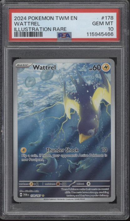 Wattrel Pokemon Twilight Masquerade Illustration Rare #178 PSA 10