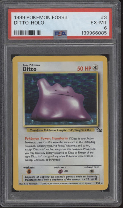 Ditto Pokemon Fossil Holo #3 PSA 6