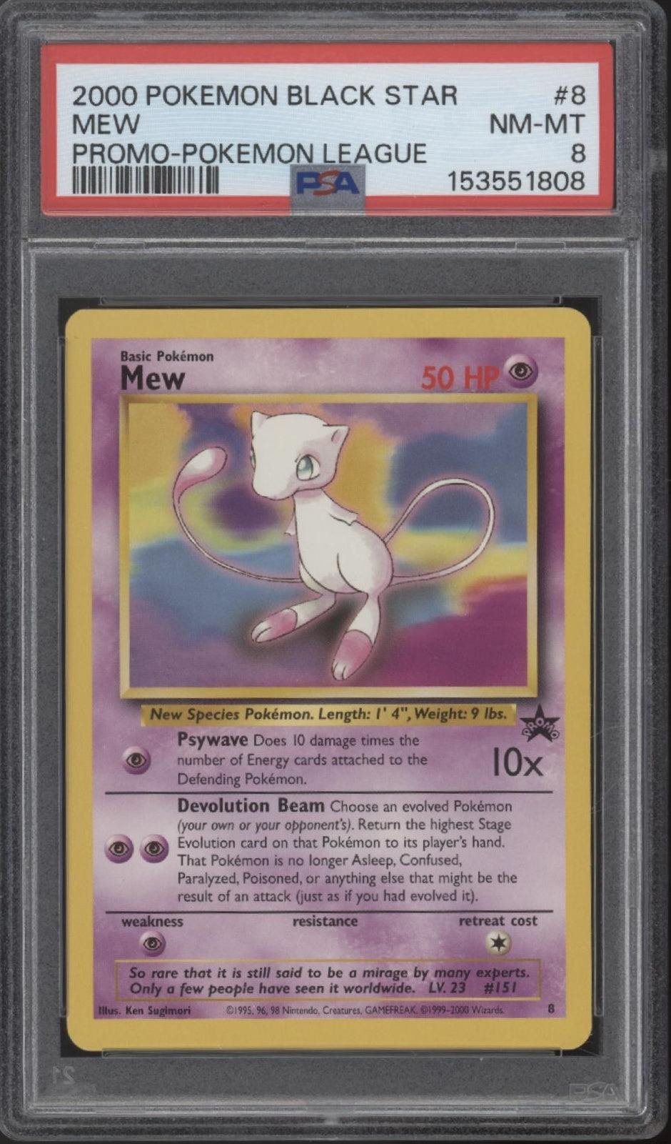 Mew Pokemon League Black Star Promo #8 PSA 8