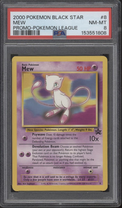 Mew Pokemon League Black Star Promo #8 PSA 8