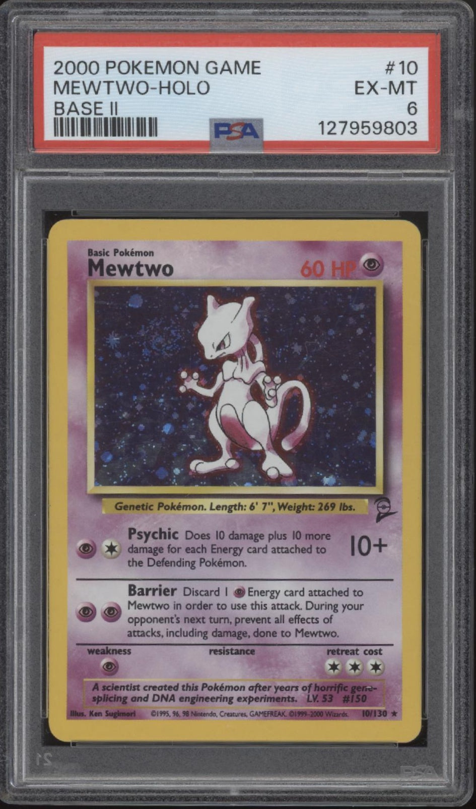 Mewtwo Pokemon Base Set 2 Holo #10 PSA 6