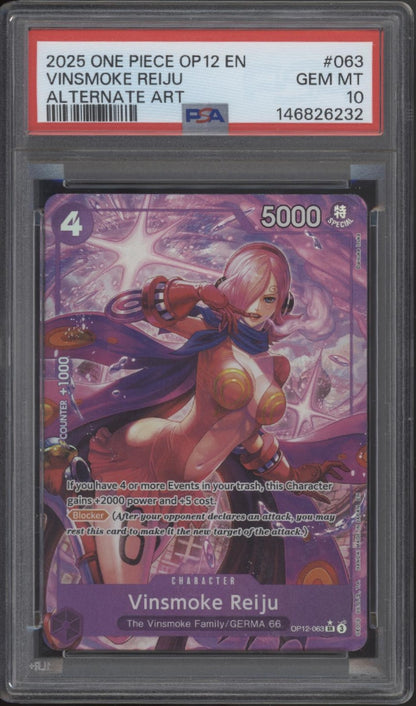 Vinsmoke Reiju One Piece Card Game Legacy of the Master Alt Art #063 PSA 10