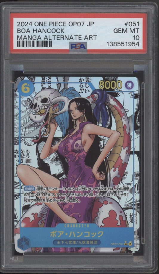 Boa Hancock One Piece Card Game OP07 Manga Alt Art Japanese #051 PSA 10