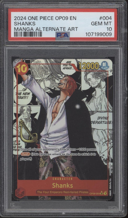 Shanks One Piece Card Game OP09 Manga Alternate Art #004 PSA 10