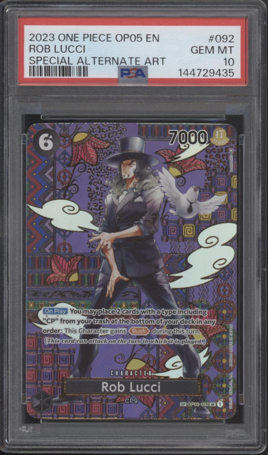 Rob Lucci One Piece Card Game OP05 Special Alternate Art #092 PSA 10