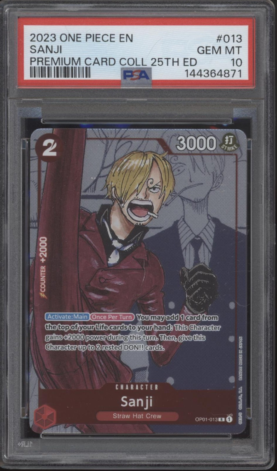 Sanji One Piece Card Game Premium Card Collection 25th Edition #013 PSA 10