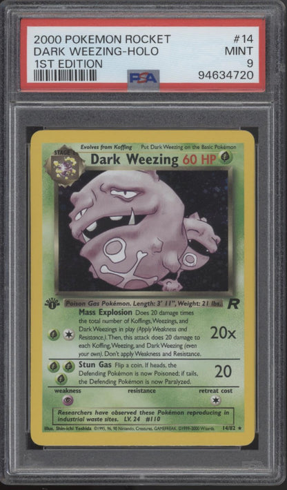 Dark Weezing Pokemon Team Rocket Holo 1st Edition #14 PSA 9