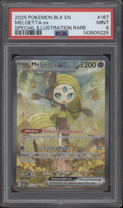 Meloetta ex Pokemon Black Bolt Special Illustration Rare #167 PSA 9